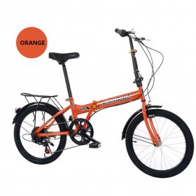 EINCCM 20in 7 Speed ??City Folding Mini Bike Aluminum Urban Commuters Aluminum Orange