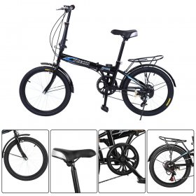Botrong Leisure 20inch 7 Speed City Folding Mini Compact Urban Bicycle Suitable for Adults and Teenagers