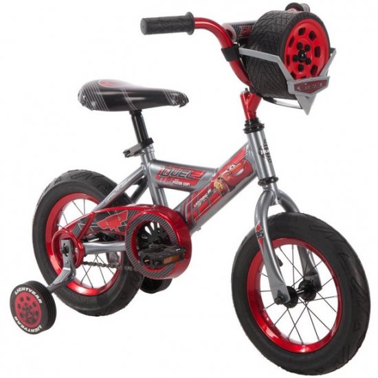 Disney Pixar Lightning McQueen 12\" Boys\' Red Bike with Sounds, by Huffy