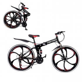 26 Inch Mountain Bike 21 Speed Folding Bike Full Suspension Outroad Bicycle 