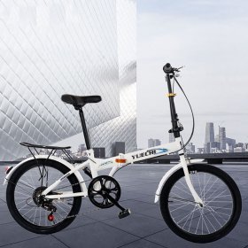EINCCM Women's Folding Bikes 20in 7 Speed ??City Mini Bike Urban Commuters Aluminum White