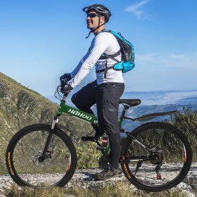 BEFOKA 26" Men's Mountain Bike 21-Speed Folding Full Suspension Bicycle MTB Bikes Lightweight Aluminum Road Bike (Black)