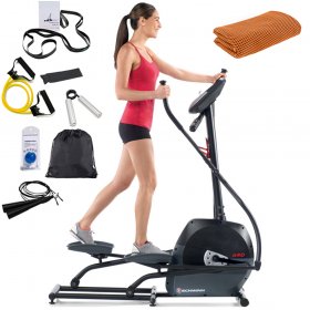Schwinn 100330 A40 Elliptical Exercise Machine Bundle with Deco Gear Home Gym 7-Piece Fitness Kit and Workout Cooling Sport Towel