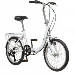 Schwinn Loop Adult Folding Bike, 20 In. Wheels, Rear Carry Rack, White