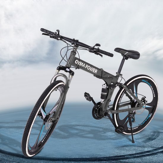BEFOKA 26in Men\'s Mountain Bike 21-Speed Bicycle Full Suspension MTB Bikes,Junior Aluminum Full Folding Bike (Black)